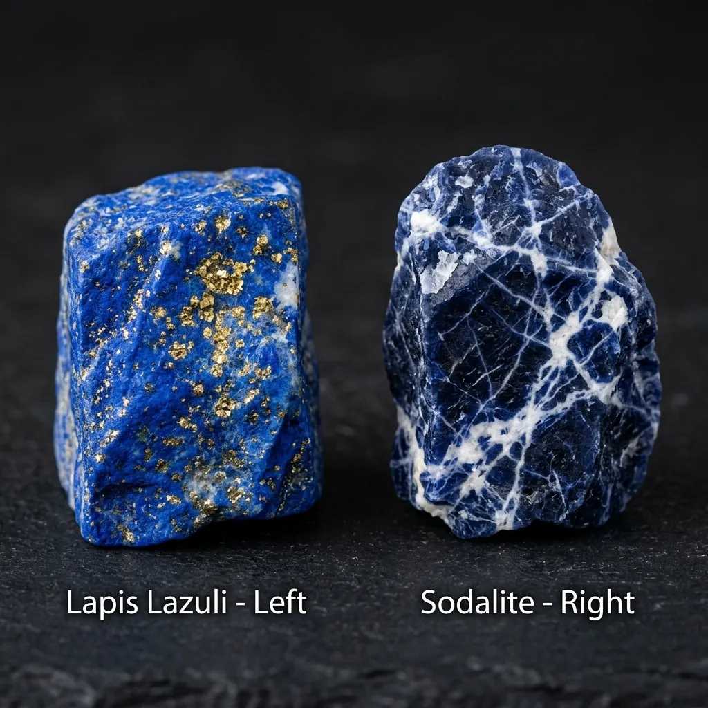 Direkter Vergleich von Lapislazuli und Sodalith
