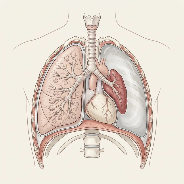 Anatomisches Diagramm des Pneumothorax — Lunge zusammengefallen