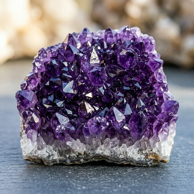 Gugusan amethyst ungu untuk perbandingan