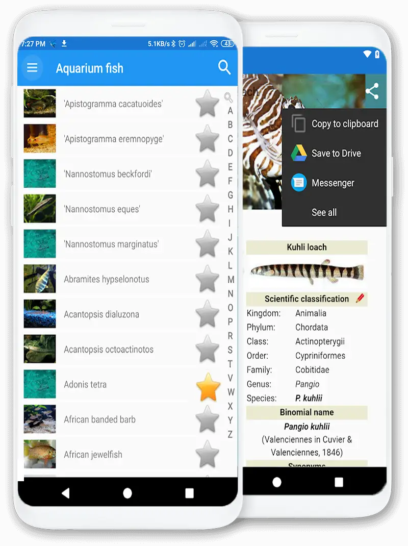 Screenshot for the app: Aquarium fish