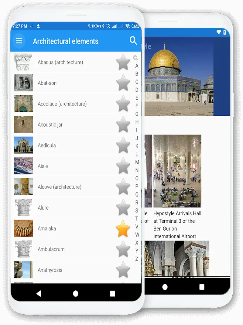 Screenshot for the app: Architectural elements