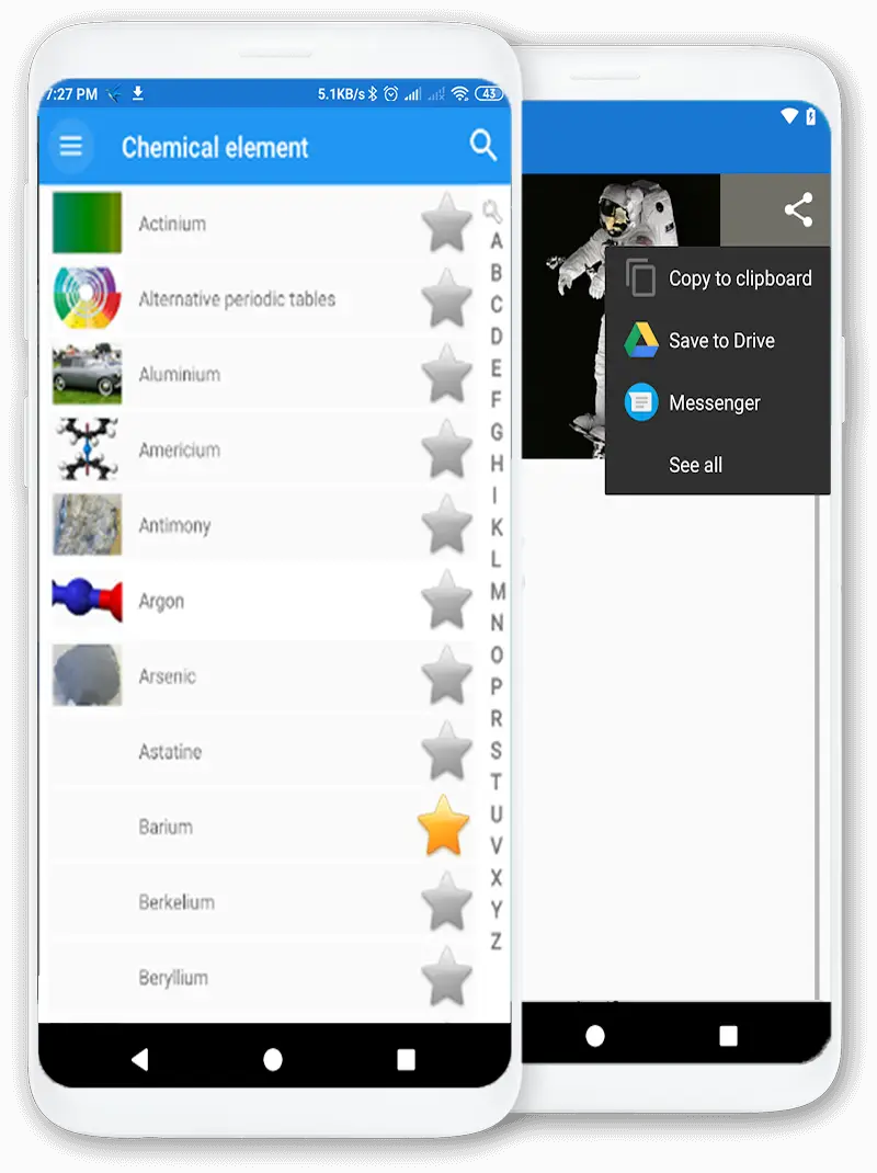 Zrzut ekranu aplikacji: Pierwiastek chemiczny