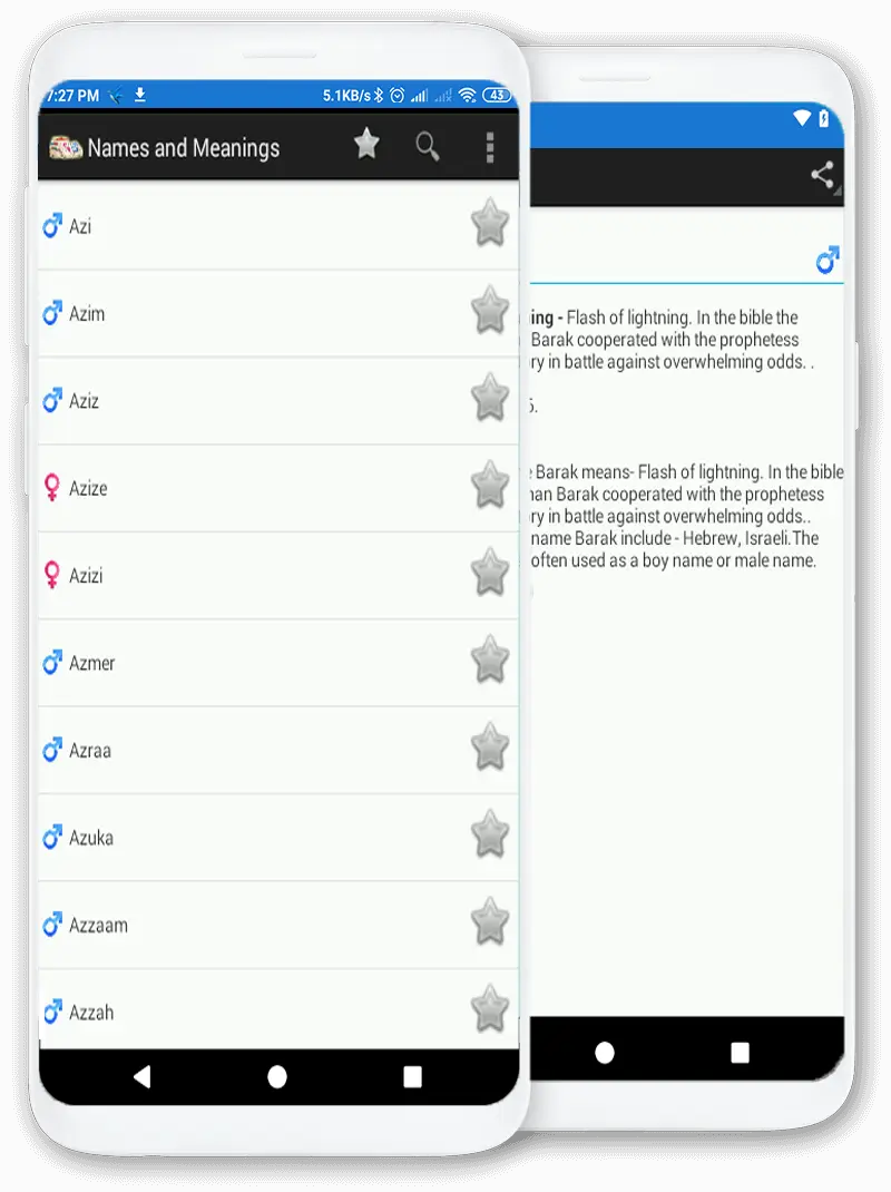 Zrzut ekranu aplikacji: Imiona i Znaczenia