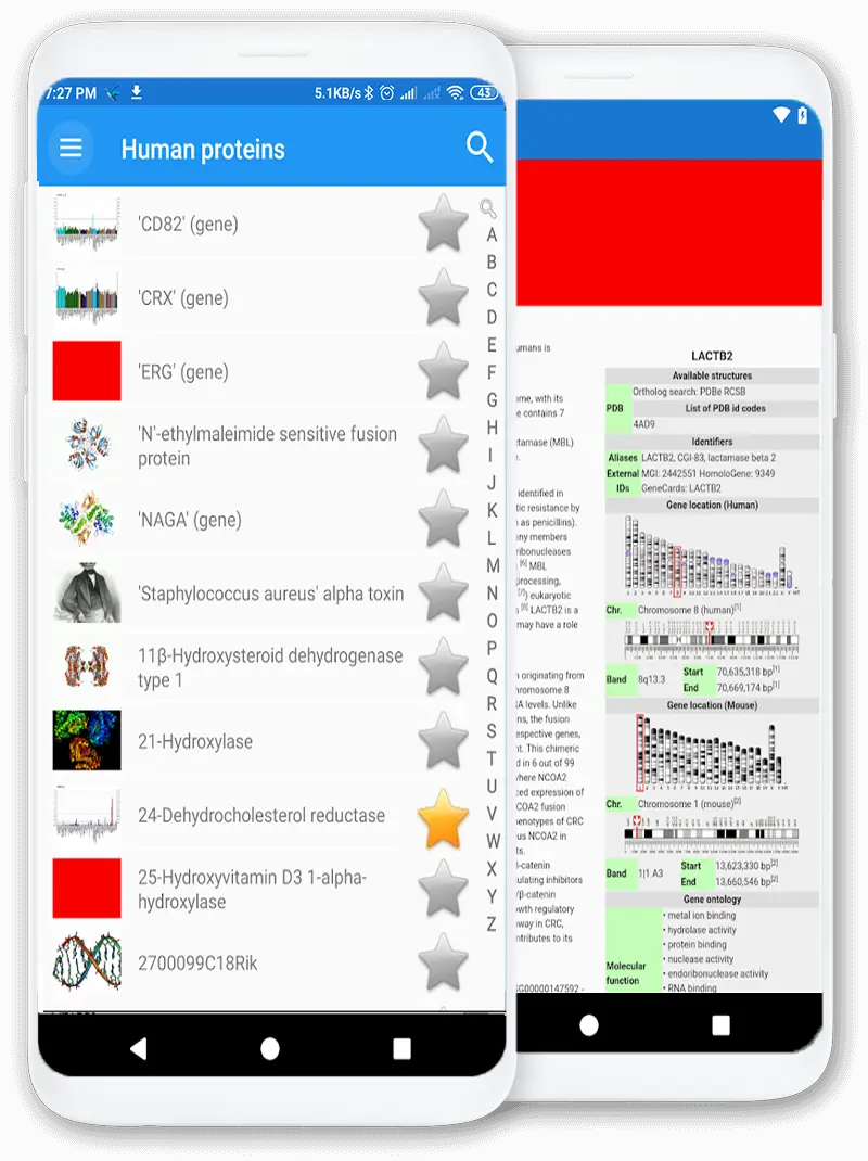 Screenshot for the app: Human proteins