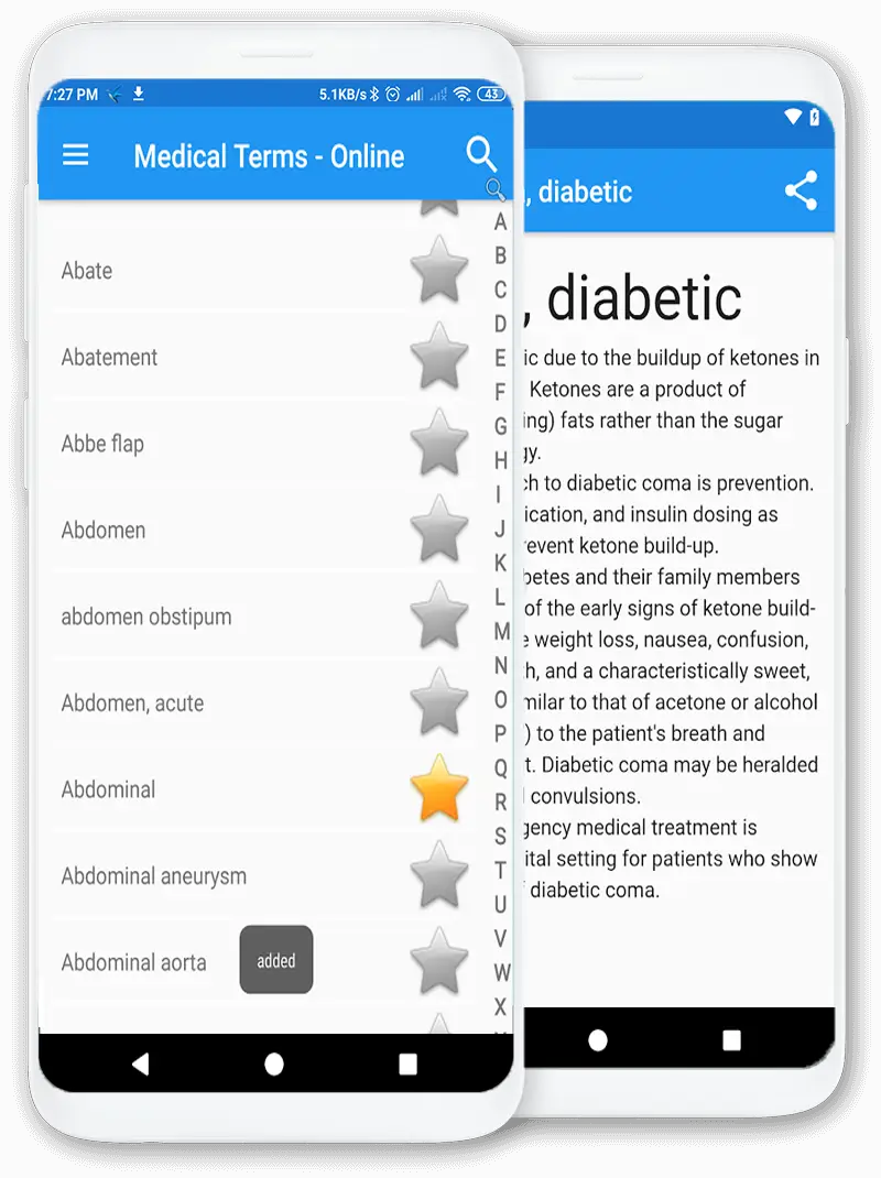 Skärmdump för appen: Medicinsk terminologilista