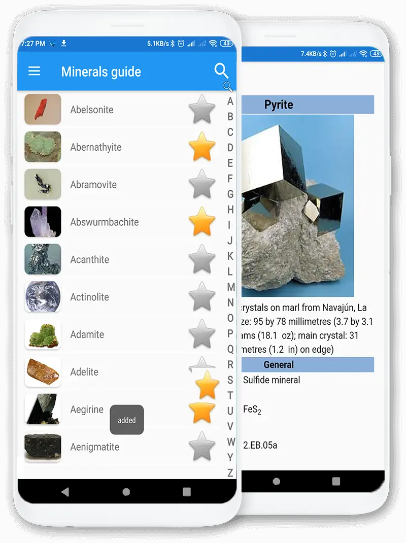 Screenshot for the app: Minerals guide