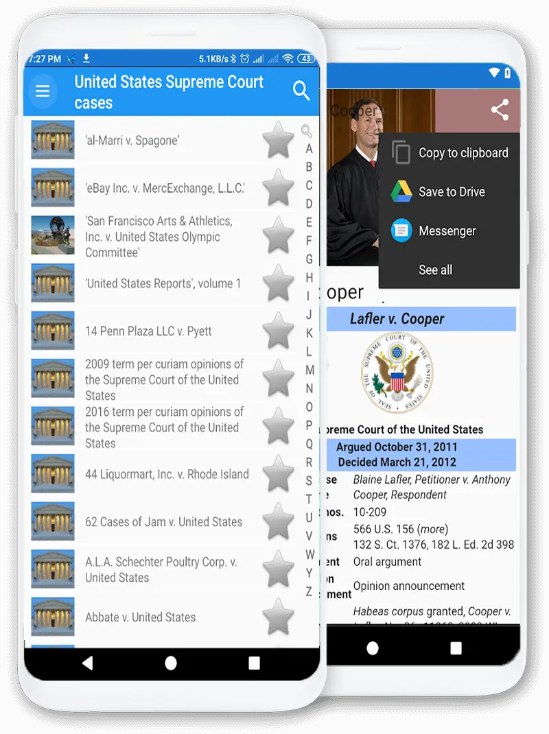 Screenshot for the app: United States Supreme Court cases