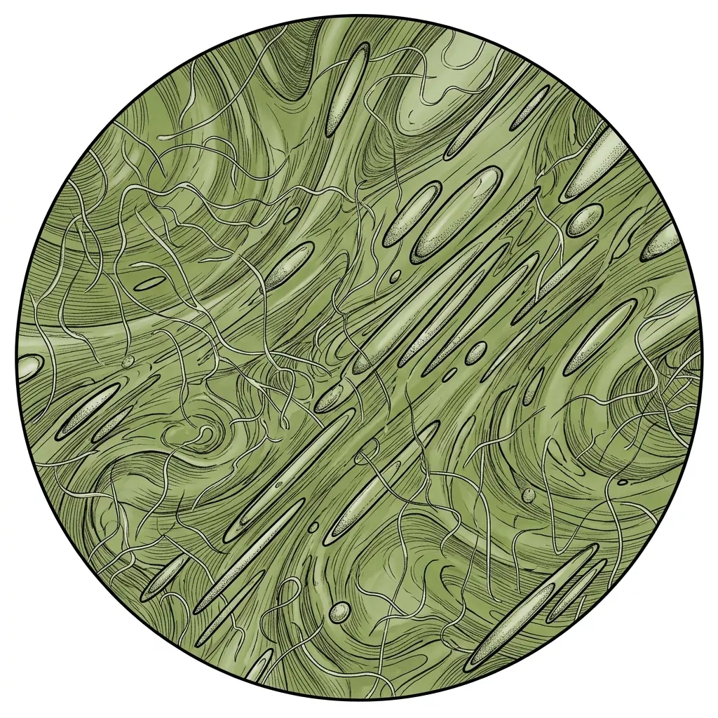 Macro view showing wavy Lechatelierite wires and stretched bubbles in real Moldavite