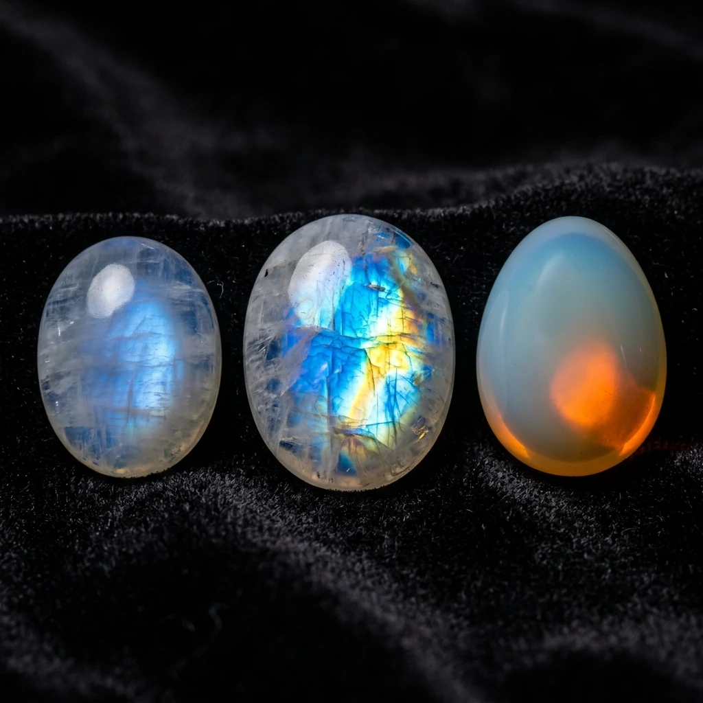 Natural Moonstone and Rainbow Moonstone Varieties