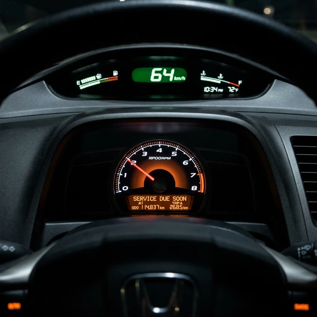 2006 Honda Civic maintenance minder-display i instrumentpanelen med servicekod